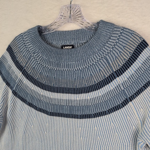 lands end drifter Cable Knit sweater Blue Size Large 14-16 - Picture 2 of 7